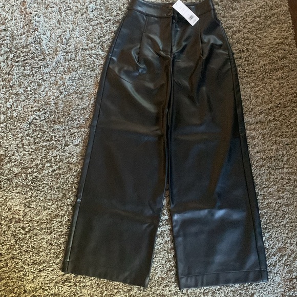 French Connection Crolenda PU Wide Leg Trousers - Picture 3 of 10